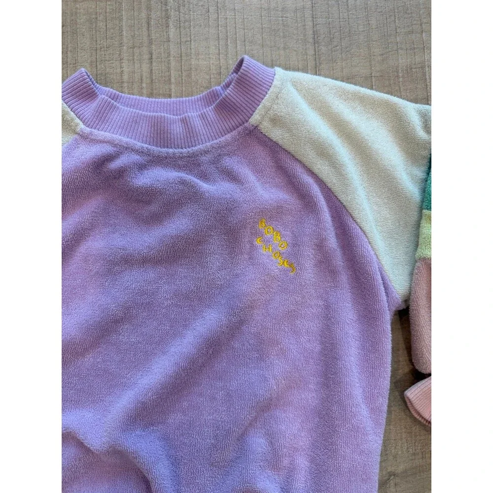 BoboChoses Lilac Terry Cloth Color Block Sweatshirt